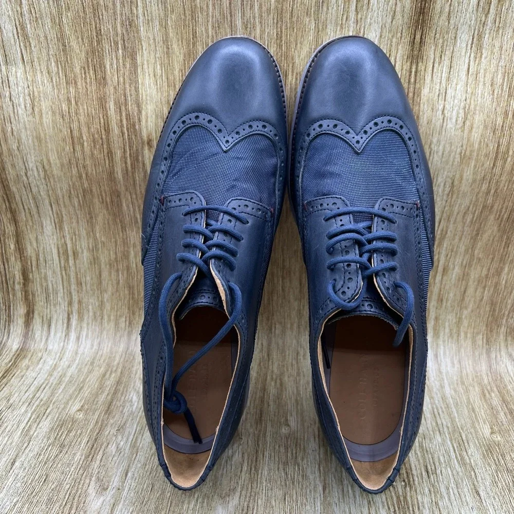 Cole Haan Original Grand Wingtip Oxford Mens 13 W Navy Blue Leather Shoes C23406